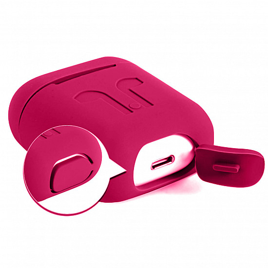 Soft Silicon Protective Carrying Case / Cover For Apple Airpods Headsets -  Rich Rouge