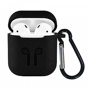 Soft Silicon Protective Carrying Case / Cover For Apple Airpods 1/2 Headsets -  Black 