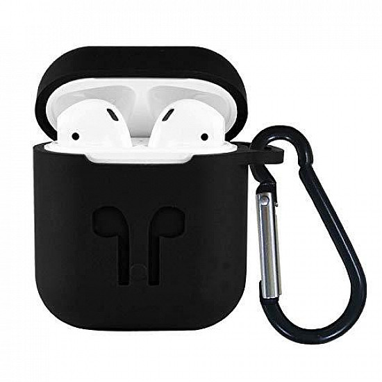 Soft Silicon Protective Carrying Case / Cover For Apple Airpods Headsets - Black Soft Silicon Protective Carrying Case / Cover For Apple Airpods Headsets - Black