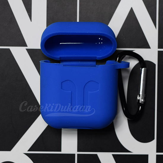 Soft Silicon Protective Carrying Case / Cover For Apple Airpods Headsets - Royal Blue