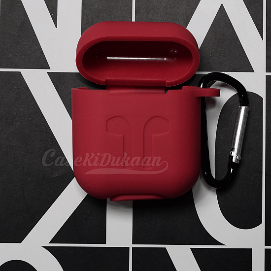 Soft Silicon Protective Carrying Case / Cover For Apple Airpods Headsets - Rich Rouge Soft Silicon Protective Carrying Case / Cover For Apple Airpods Headsets - Rich Rouge