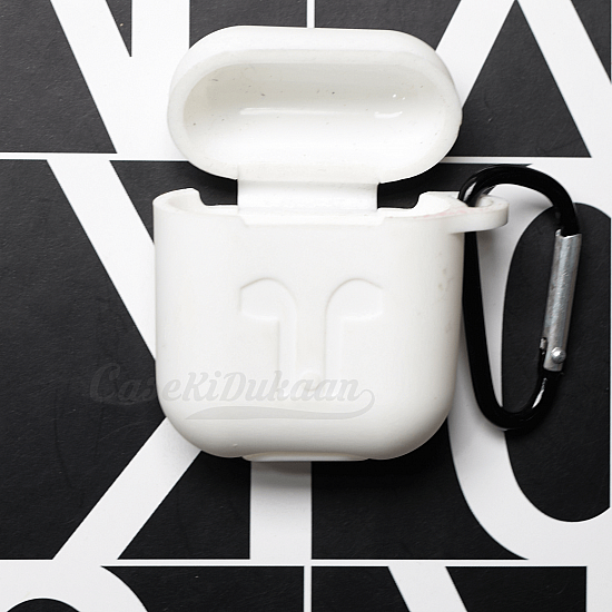 Soft Silicon Protective Carrying Case / Cover For Apple Airpods Headsets - White