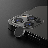 Metal Ring Camera Lens Screen Protector Tempered Glass for iPhone Black - Set of 2/3