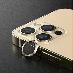 Metal Ring Camera Lens Screen Protector Tempered Glass for iPhone Gold - Set of 2/3