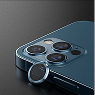 Metal Ring Camera Lens Screen Protector Tempered Glass for iPhone Pacific Blue - Set of 2/3