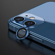 Metal Ring Camera Lens Screen Protector Tempered Glass for iPhone Blue - Set of 2/3