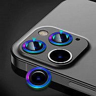 Metal Ring Camera Lens Screen Protector Tempered Glass for iPhone Rainbow - Set of 2/3