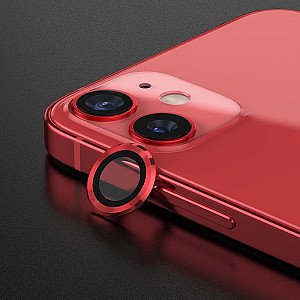 Metal Ring Camera Lens Screen Protector Tempered Glass for iPhone Red - Set of 2/3