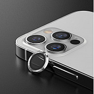 Metal Ring Camera Lens Screen Protector Tempered Glass for iPhone Silver - Set of 2/3