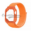 iWatch Silicon Case With Nylon Velcro Strap Compatible With Apple iWatch Series Ultra/8/Se/7/6/5/4/3/2/1 Size 38mm / 40mm / 41mm  Orange