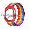 iWatch Silicon Case With Nylon Velcro Strap Compatible With Apple iWatch Series Se/7/6/5/4/3/2/1 Size 42mm / 44mm / 45mm / 49mm RainBow Colour