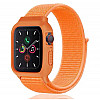 iWatch Silicon Case With Nylon Velcro Strap Compatible With Apple iWatch Series Ultra/8/Se/7/6/5/4/3/2/1 Size 38mm / 40mm / 41mm  Orange