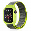 iWatch Silicon Case With Nylon Velcro Strap Compatible With Apple iWatch Series Se/7/6/5/4/3/2/1 Size 42mm / 44mm / 45mm / 49mm Neon Sports Green