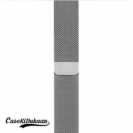 CaseKiDukaan Stainless Steel Milanese Loop Strap with Magnetic Lock Buckle Wrist Band for Apple Watch Series Ultra/8/Se/7/6/5/4/3/2/1 Size 38/40/41mm  Silver