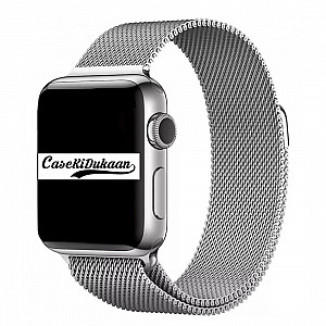CaseKiDukaan Stainless Steel Milanese Loop Strap with Magnetic Lock Buckle Wrist Band for Apple Watch Series Ultra/8/Se/7/6/5/4/3/2/1 Size 42/42/45/49mm Silver