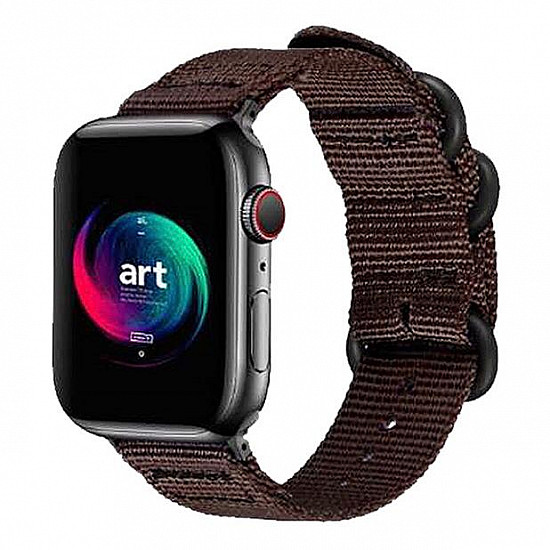 Nylon Strap Dark Brown Color Compatible with iWatch Series Ultra/8/Se/7/6/5/4/3/2/1 Size: 42mm/44mm/45mm/49mm