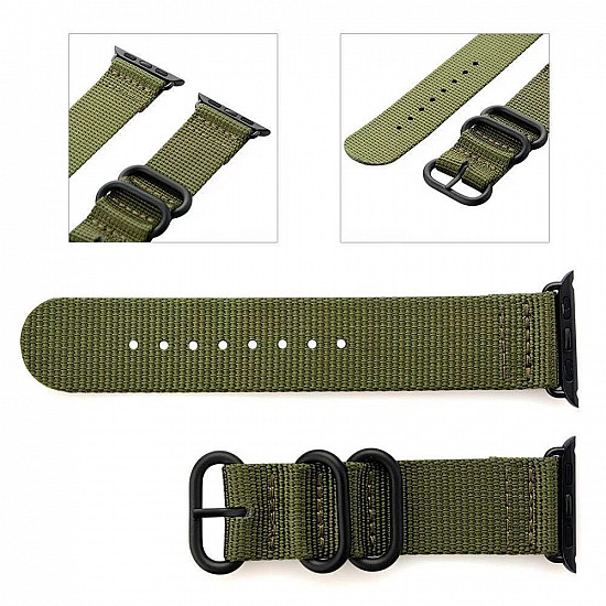 Nylon Strap Green Color Compatible with iWatch Series Se/7/6/5/4/3/2/1 Size: 42mm/44mm/45mm/49mm