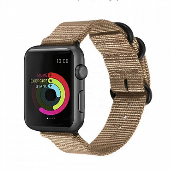 Nylon Strap Light Brown Color Compatible with iWatch Series Se/7/6/5/4/3/2/1 Size: 38mm/40mm/41mm