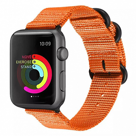 Nylon Strap Orange Color Compatible with iWatch Series Ultra/8/Se/7/6/5/4/3/2/1 Size: 42mm/44mm/45mm/49mm