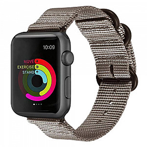 Nylon Strap Silver Brown Color Compatible with iWatch Series Ultra/8/Se/7/6/5/4/3/2/1 Size: 42mm/44mm/45mm/49mm