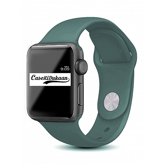 Midnight Green iWatch Silicone Strap Compatible with Watch Series Ultra/8/Se/7/6/5/4/3/2/1 Size: 42mm/44mm/45mm/49mm