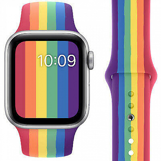 Rainbow Pattern iWatch Silicone Strap Compatible with Watch Series Se/6/5/4/3/2/1 Size: 38mm/40mm/41mm
