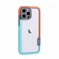 Wolmtt Bumper Shockproof Case For iPhone 14 Plus Orange / Blue