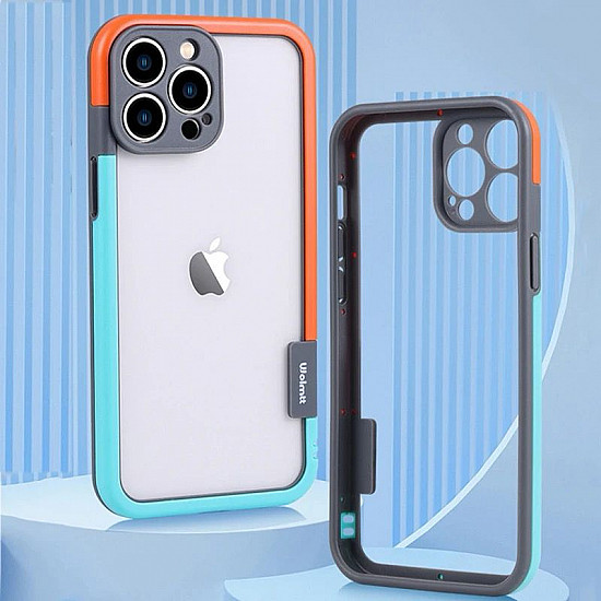 Wolmtt Bumper Shockproof Case For iPhone 14 Pro Max Orange / Blue