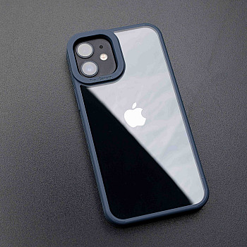 Camera Protection Shockproof Transparent Blue Bumper case For iPhone 12 / 12 Pro