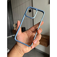 Metallic Sierra Blue bumper transparent shockproof case for iPhone 12 / 12 pro camera protection cover