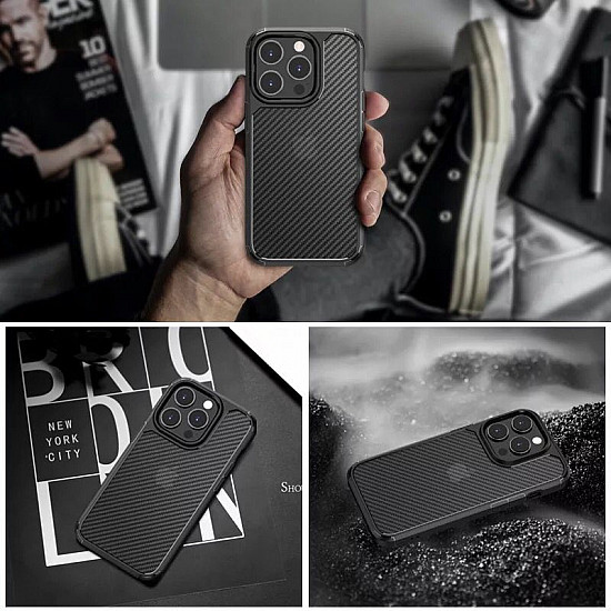 Carbon Fibre Texture Case for iPhone 14 Black - Ultimate Protection in Stylish Black
