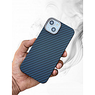 Carbon Fibre Texture Case For iPhone 13 - Blue