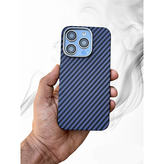 Carbon Fibre Texture Case For iPhone 14 Pro - Purple