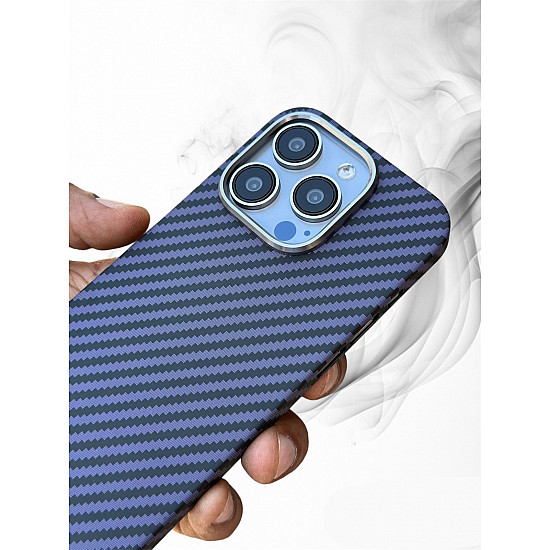 Carbon Fibre Texture Case For iPhone 14 Pro - Purple