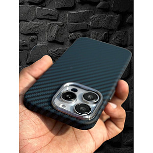Carbon Fibre Texture Case For iPhone 15 Pro - Blue