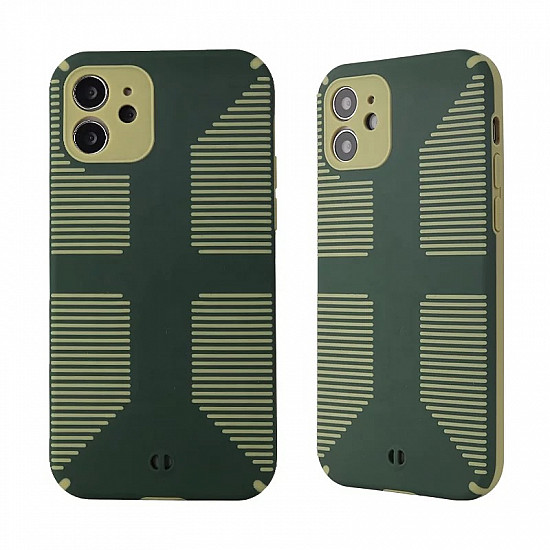 Dual Color Camera Protection Shockproof Stripe Case For iPhone : Green