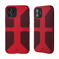 Dual Color Camera Protection Shockproof Stripe Case For iPhone : Red