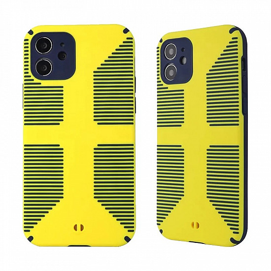 Dual Color Camera Protection Shockproof Stripe Case For iPhone : Yellow