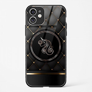 Black Golden Unicorn Glass Case for iPhone 11