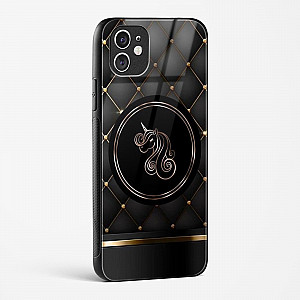 Black Golden Unicorn Glass Case for iPhone 11