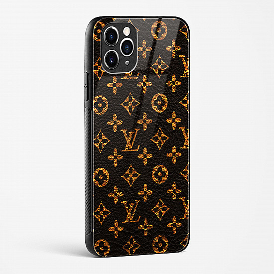 LV Black Gold Glass Case for iPhone 11 Pro Max