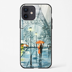 Romantic Couple Walking In Rain Glass Case Phone Cover For iPhone 12