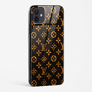 LV Black Gold Glass Case for iPhone 12