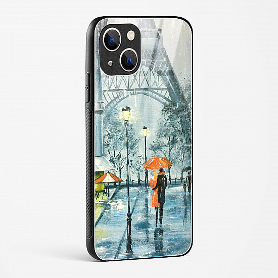 Romantic Couple Walking In Rain Glass Case Phone Cover For iPhone 13