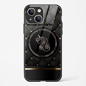 Black Golden Unicorn Glass Case for iPhone 13