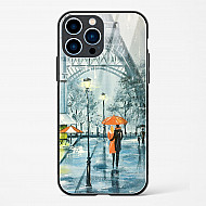 Romantic Couple Walking In Rain Glass Case Phone Cover For iPhone 13 Pro