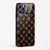 LV Black Gold Glass Case for iPhone 13 Pro Max