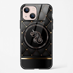 Black Golden Unicorn Glass Case for iPhone 14