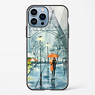 Romantic Couple Walking In Rain Glass Case Phone Cover For iPhone 14 Plus