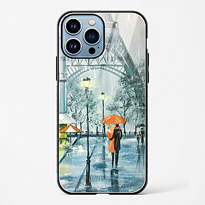 Romantic Couple Walking In Rain Glass Case Phone Cover For iPhone 14 Plus